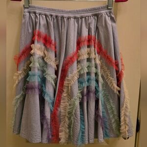 PAPER WINGS TULLE RUFFLE RAINBOW SKIRT FOR GIRLS